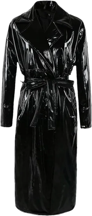Long Oversized Patent Leather Trench Coat For Women Sashes Sashes Plus Size Outerwear Jackets