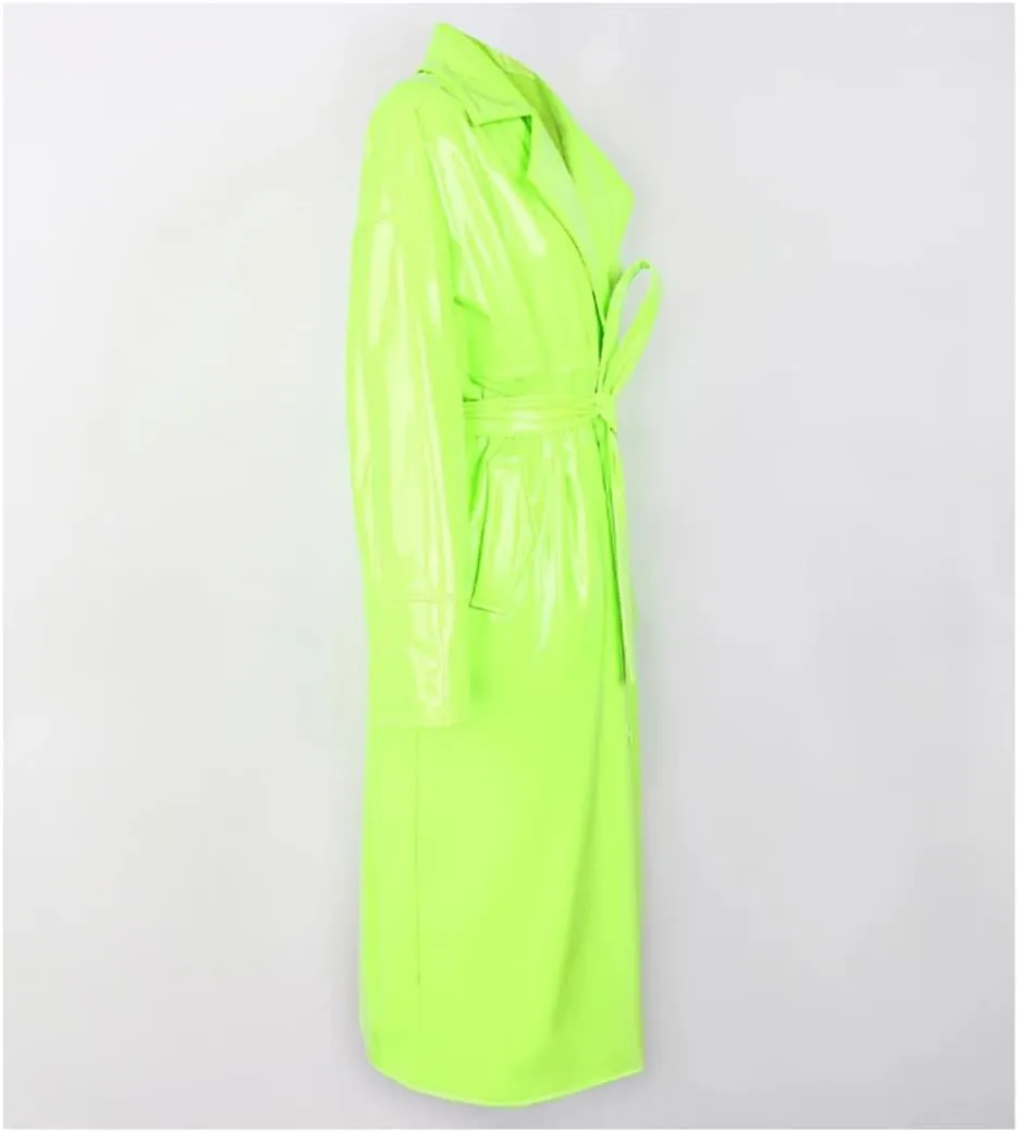 Long Oversized Patent Leather Trench Coat For Women Sashes Sashes Plus Size Outerwear Jackets