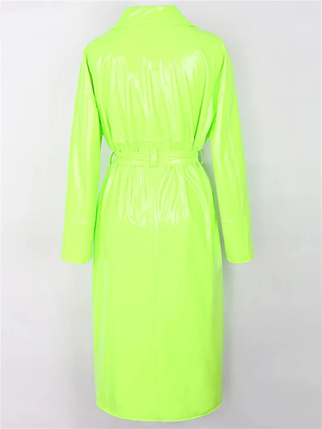 Long Oversized Patent Leather Trench Coat For Women Sashes Sashes Plus Size Outerwear Jackets