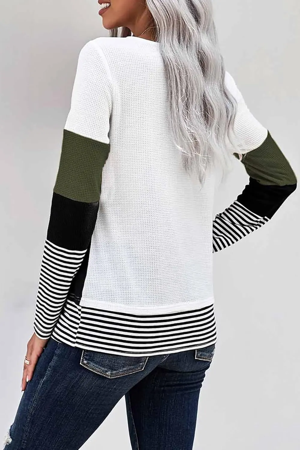 Long Sleeve Shirts for Women Casual Lightweight Sweaters Color Block Striped Tunic Tops