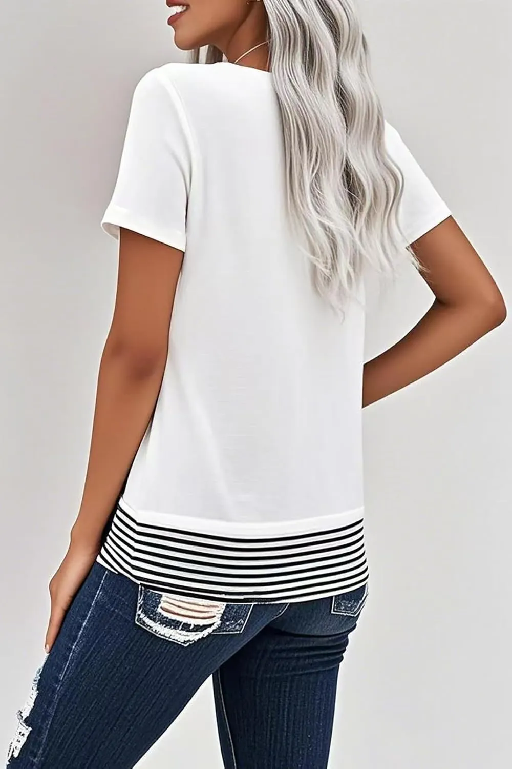 Long Sleeve Shirts for Women Casual Lightweight Sweaters Color Block Striped Tunic Tops