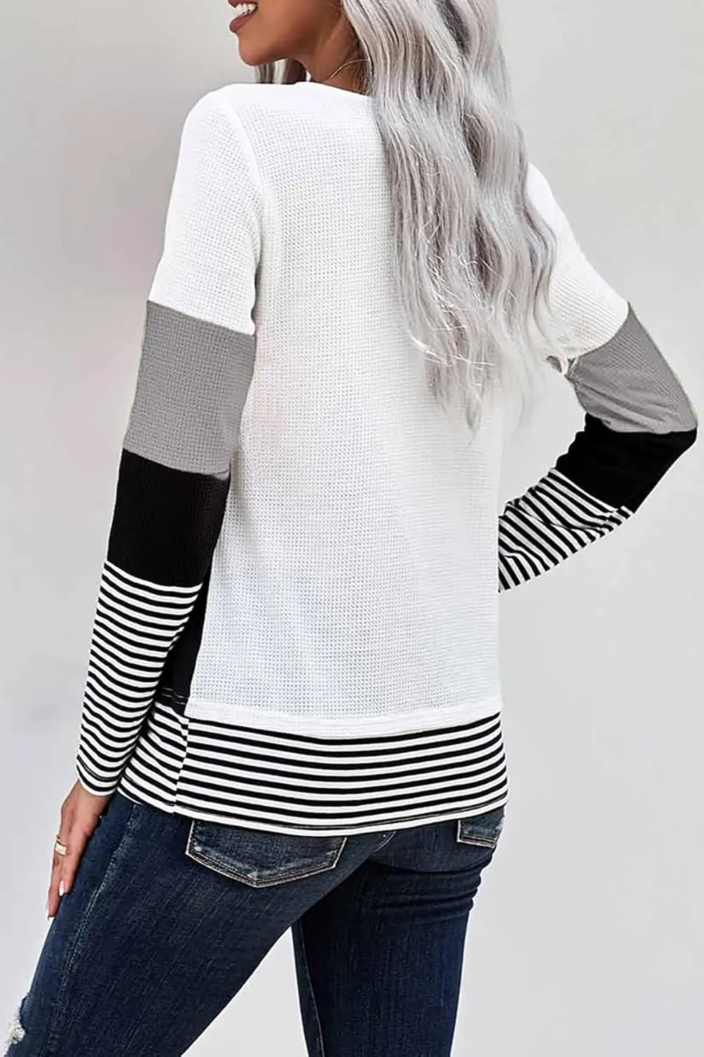 Long Sleeve Shirts for Women Casual Lightweight Sweaters Color Block Striped Tunic Tops