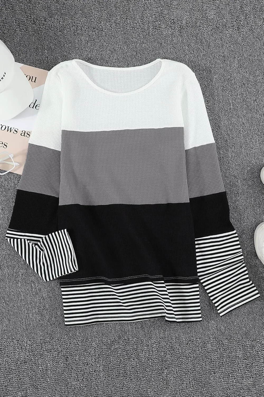 Long Sleeve Shirts for Women Casual Lightweight Sweaters Color Block Striped Tunic Tops