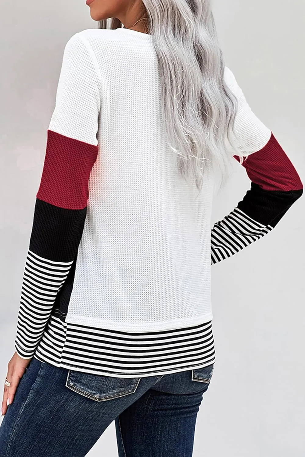 Long Sleeve Shirts for Women Casual Lightweight Sweaters Color Block Striped Tunic Tops