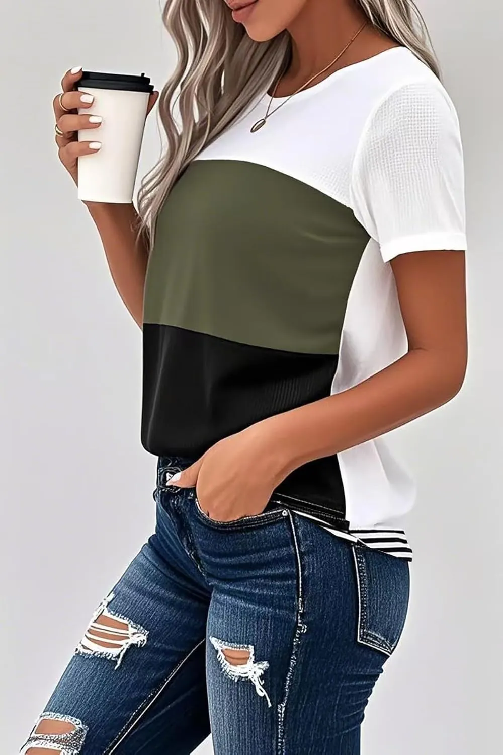 Long Sleeve Shirts for Women Casual Lightweight Sweaters Color Block Striped Tunic Tops