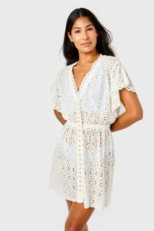 Louise Cover Up-Eyelet-Gardenia by Cartolina