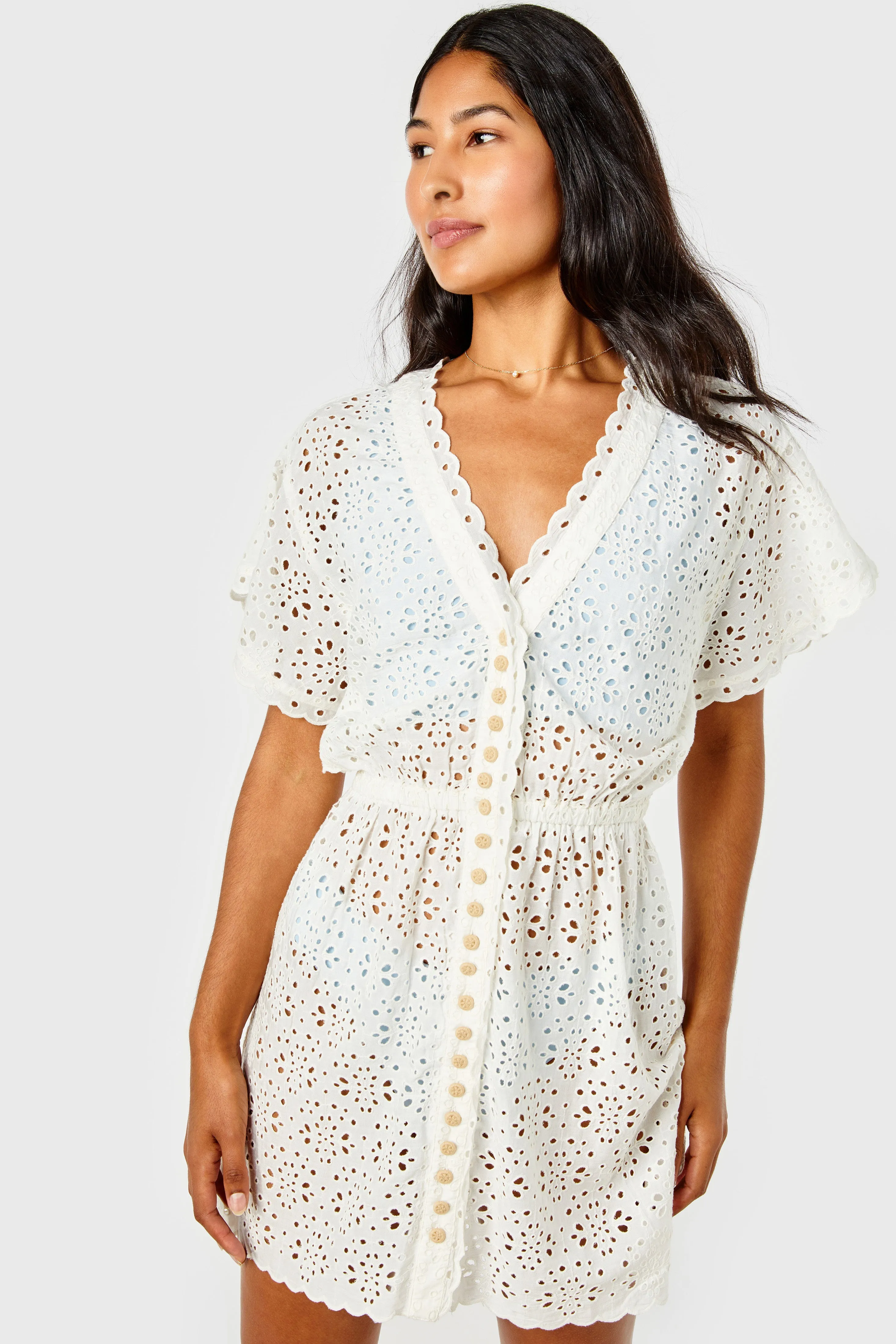 Louise Cover Up-Eyelet-Gardenia by Cartolina