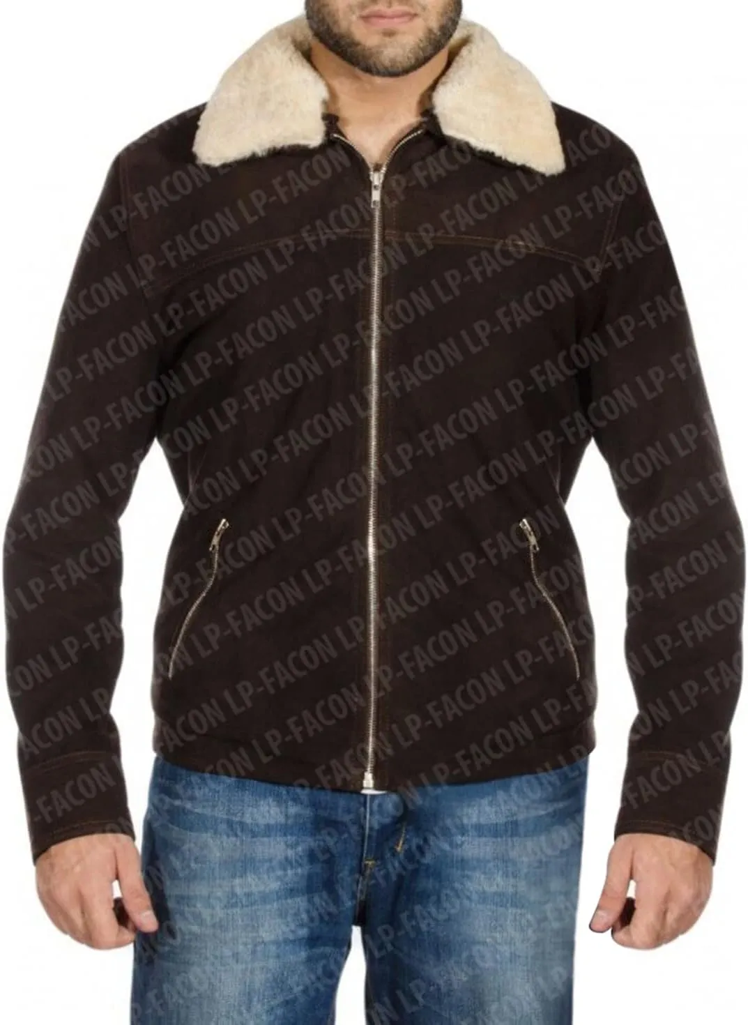 LP-FACON Mens Biker Brando Motorcycle Biker Black Leather/Faux Outerwear