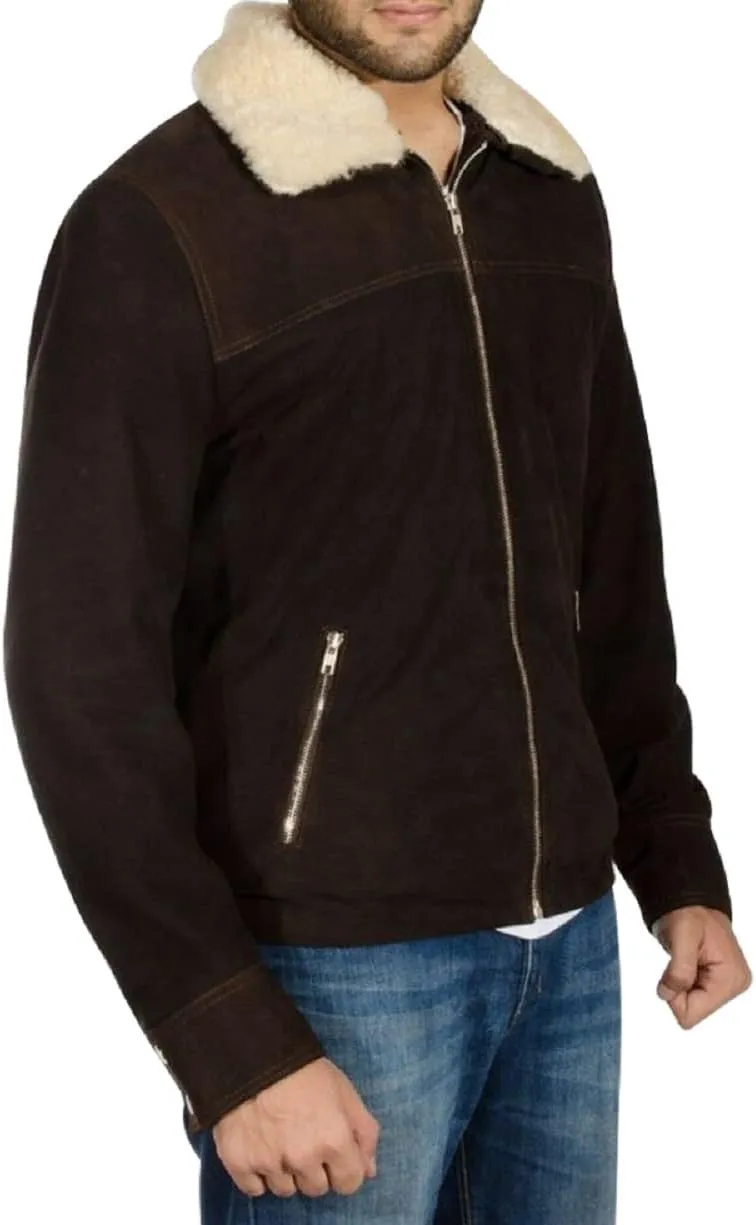 LP-FACON Mens Biker Brando Motorcycle Biker Black Leather/Faux Outerwear
