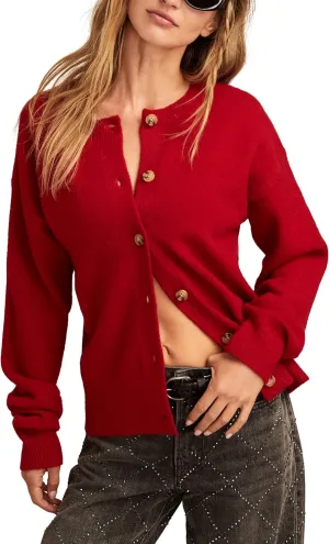 Lucky Brand Women's Cloudsoft Crew Neck Cardigan
