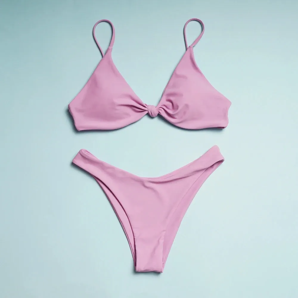 Lunamy Sexy Push Up Bikini Set Knotted Bikinis Female 2021 Women's Swimsuit High Waist Beach Bathing Suit Brazilian Swimwear