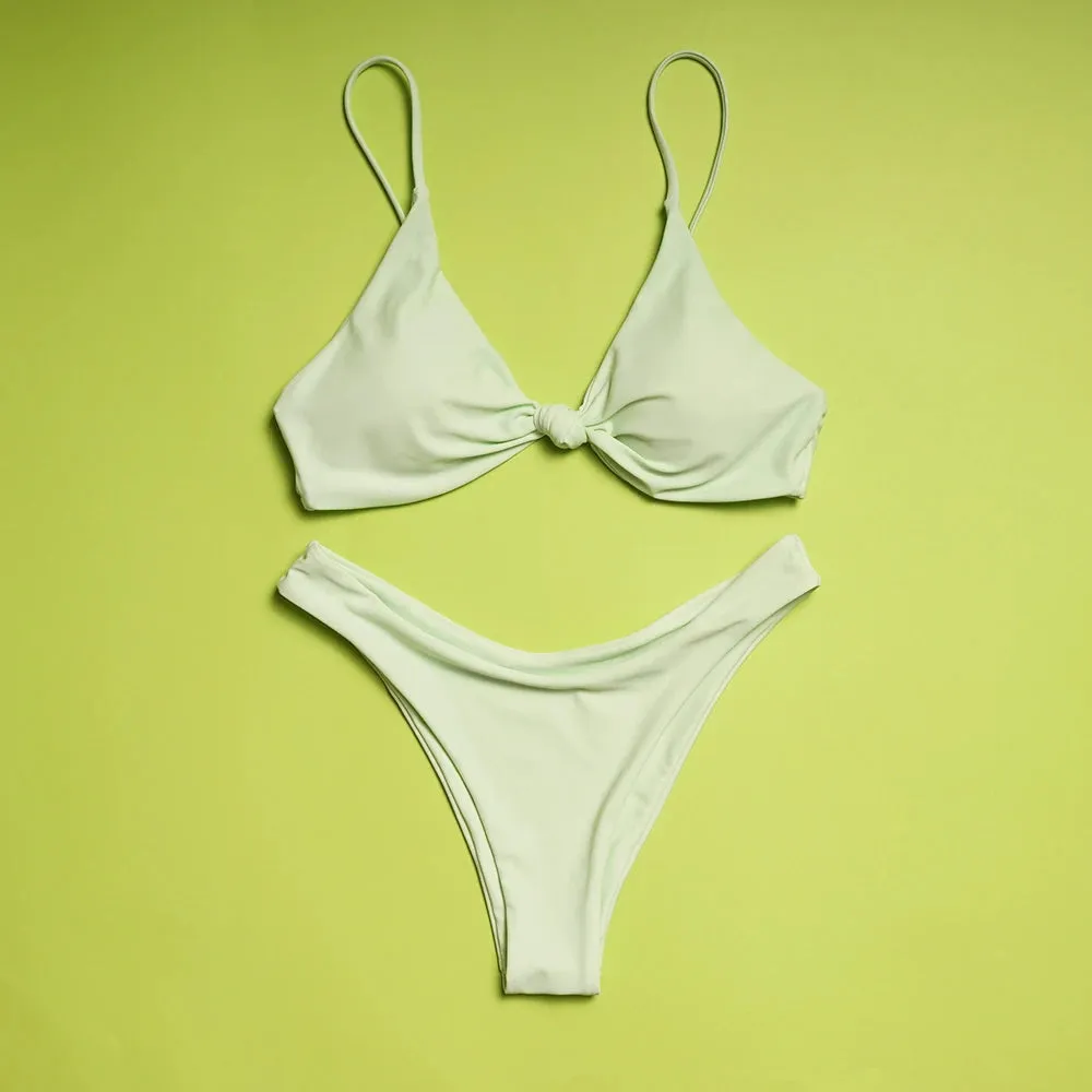 Lunamy Sexy Push Up Bikini Set Knotted Bikinis Female 2021 Women's Swimsuit High Waist Beach Bathing Suit Brazilian Swimwear
