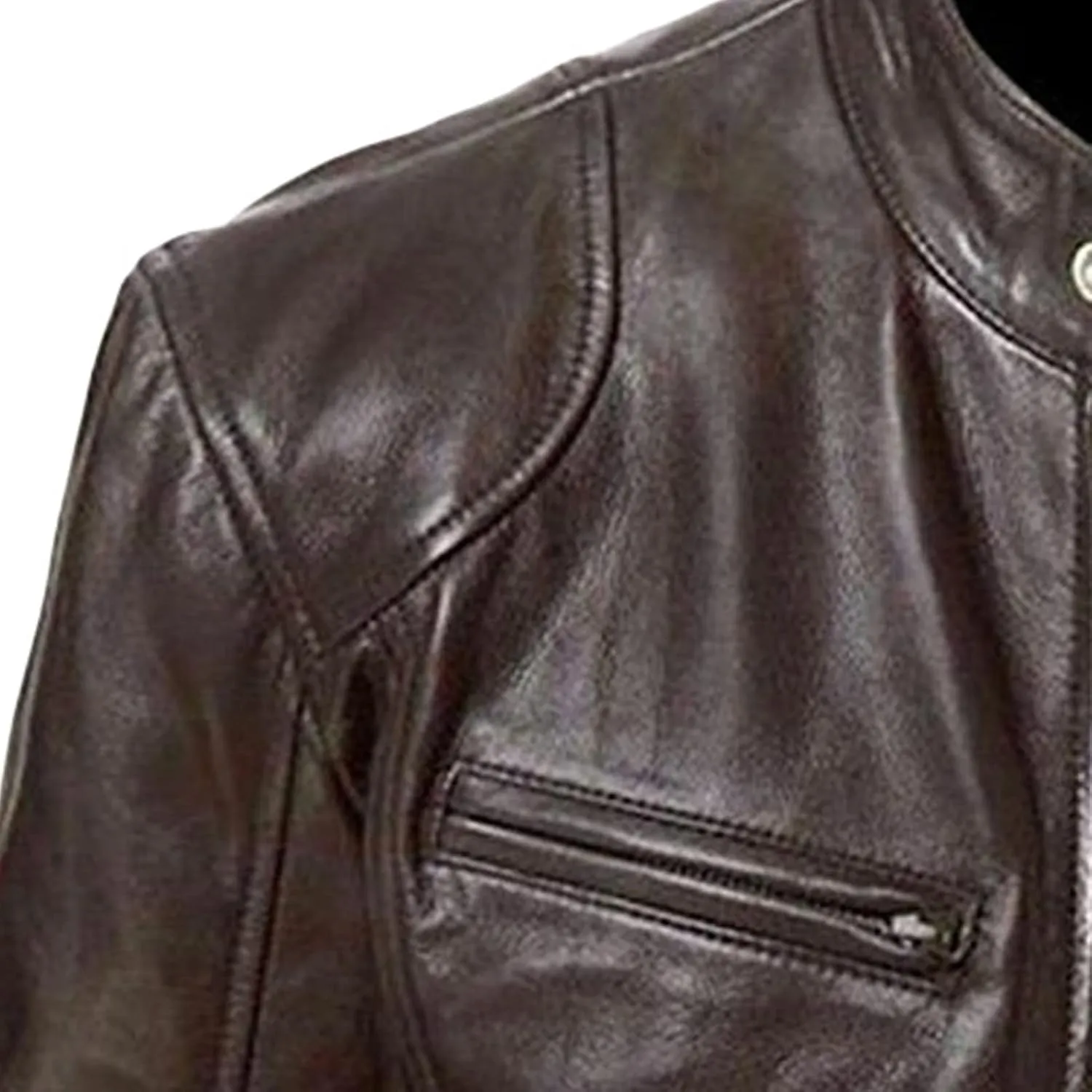 Maiyifu-GJ Men's Faux Leather Biker Jacket Vintage Motorcycle Jacket Outerwear Retro Stand Collar PU Leather Slim Fit Coat
