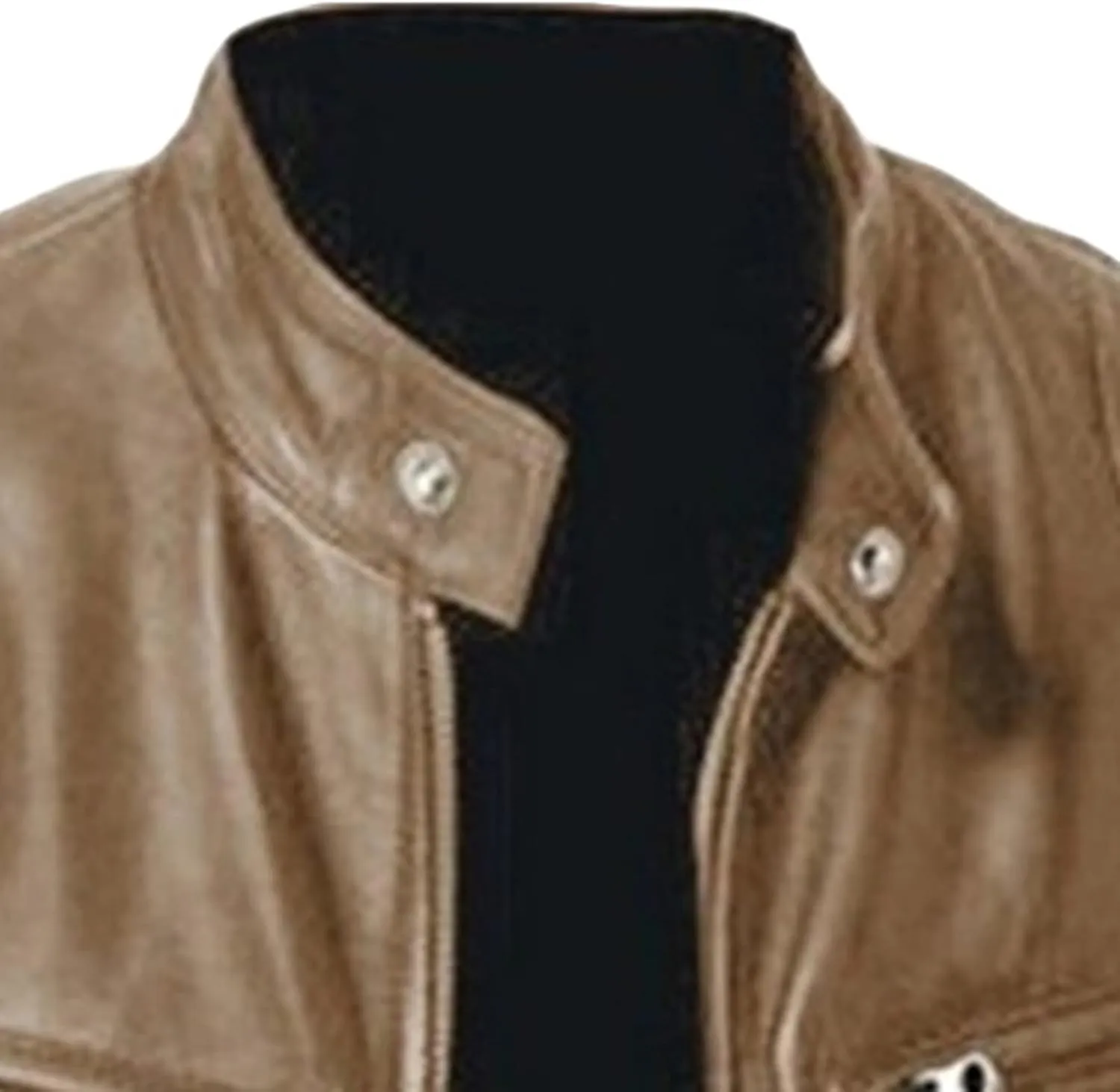 Maiyifu-GJ Men's Faux Leather Biker Jacket Vintage Motorcycle Jacket Outerwear Retro Stand Collar PU Leather Slim Fit Coat