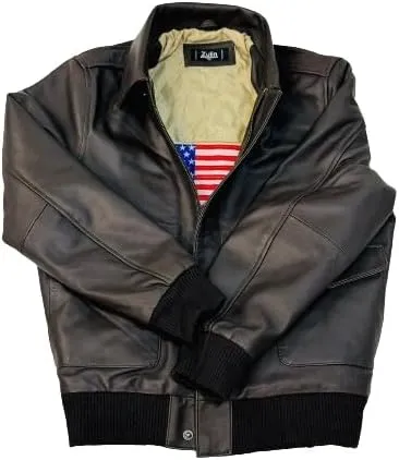 Men A-2 Air Force Cowhide Leather Flight Bomber Jacket