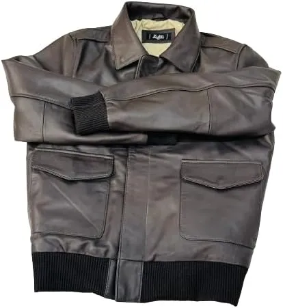 Men A-2 Air Force Cowhide Leather Flight Bomber Jacket