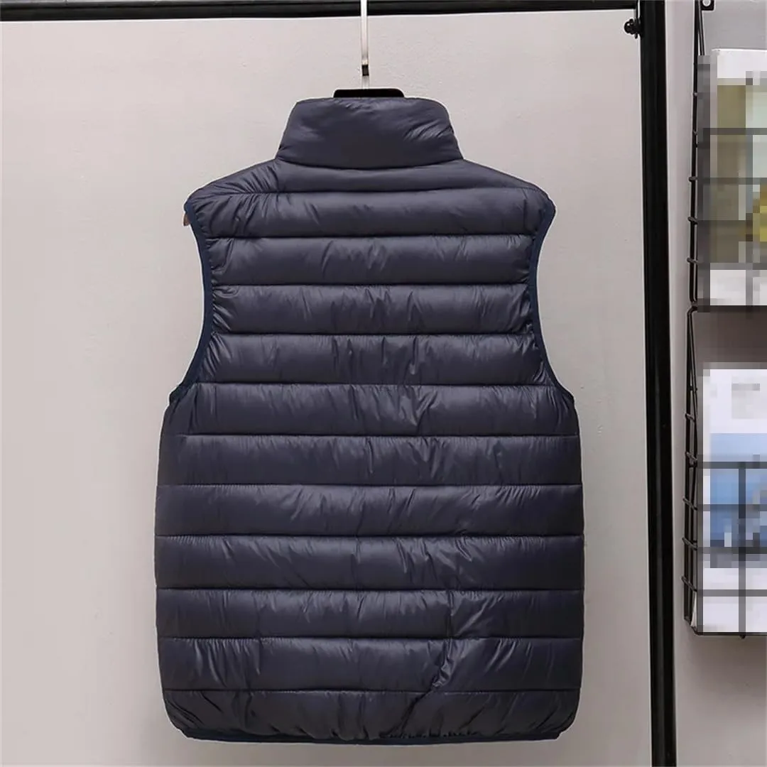 Men Autumn Winter Cotton Padded Vest Sleeveless Jacket Stand Collar Warm Zipper Waistcoat