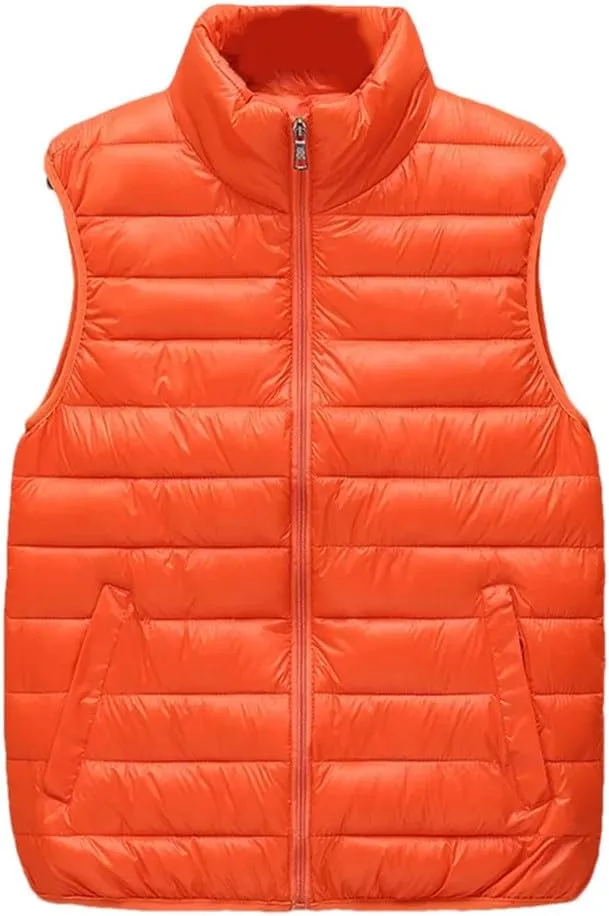 Men Autumn Winter Cotton Padded Vest Sleeveless Jacket Stand Collar Warm Zipper Waistcoat
