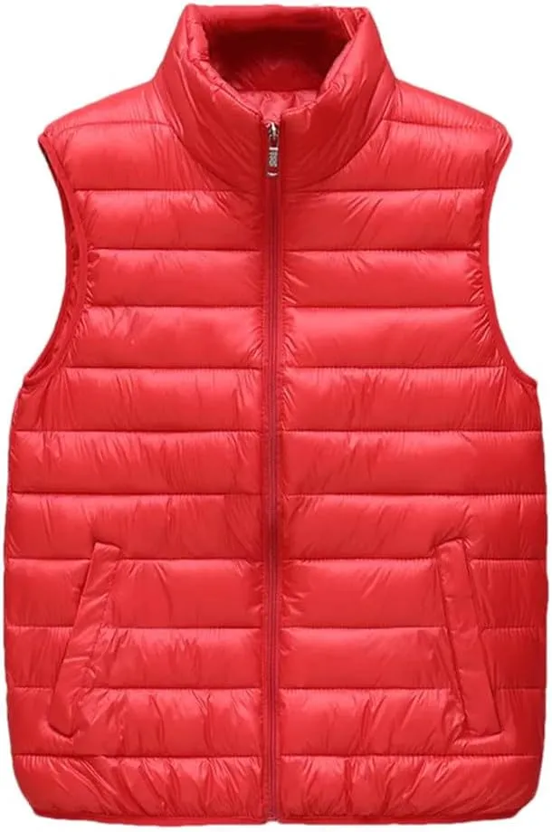 Men Autumn Winter Cotton Padded Vest Sleeveless Jacket Stand Collar Warm Zipper Waistcoat