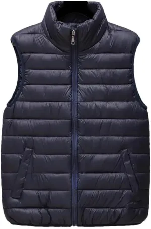 Men Autumn Winter Cotton Padded Vest Sleeveless Jacket Stand Collar Warm Zipper Waistcoat