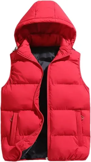 Men Autumn Winter Hooded Vest Jacket Puffer Sleeveless Cotton Padded Keep Warm Thicken Coats