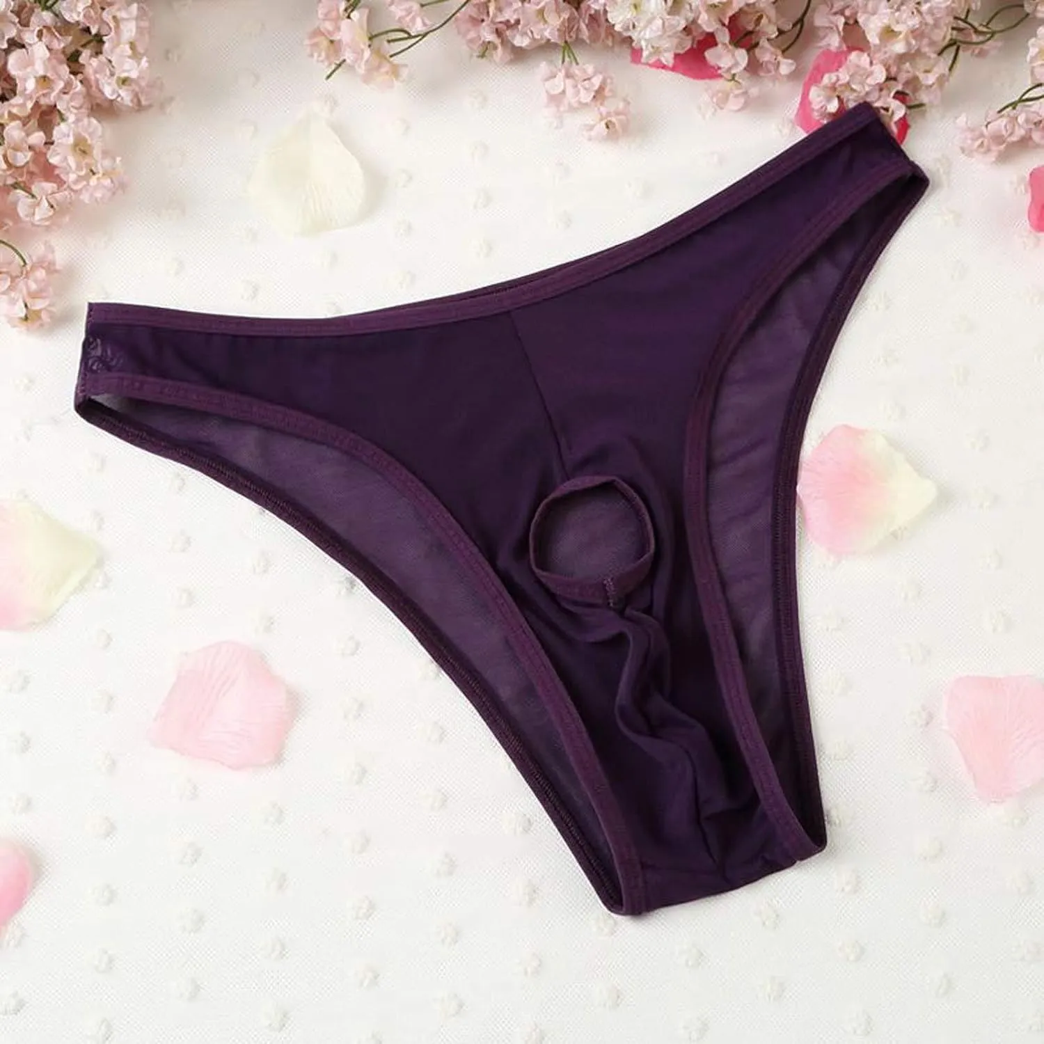 Men Bulge Pouch Underpants Sexy Low waist Briefs Soft Cotton Panties Ice Silk Seamles Underwear Pure One-piece Thong