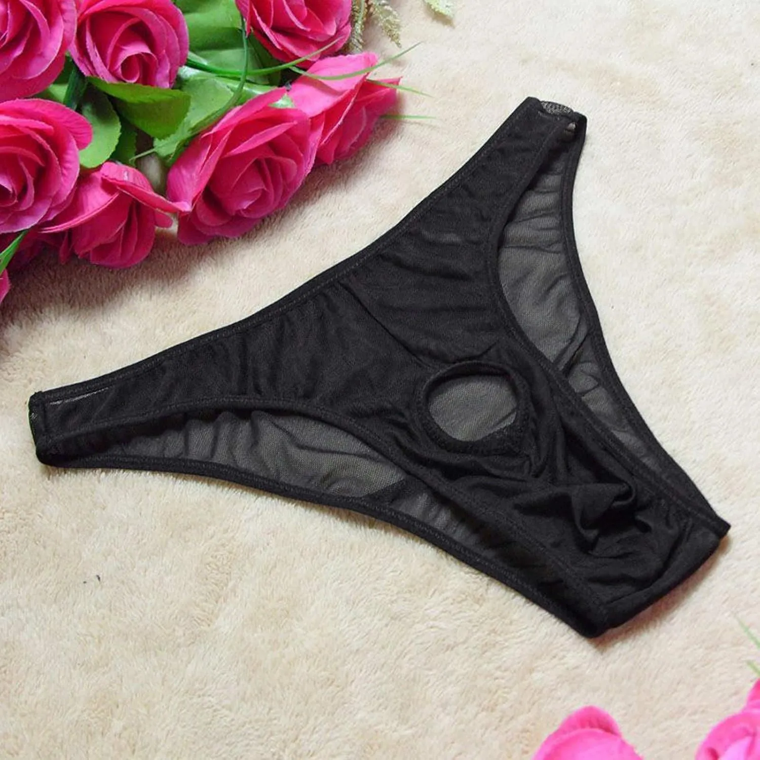 Men Sexy Low waist Briefs Pure One-piece Thong Ice Silk Seamles Underwear Soft Cotton Panties Bulge Pouch Underpants