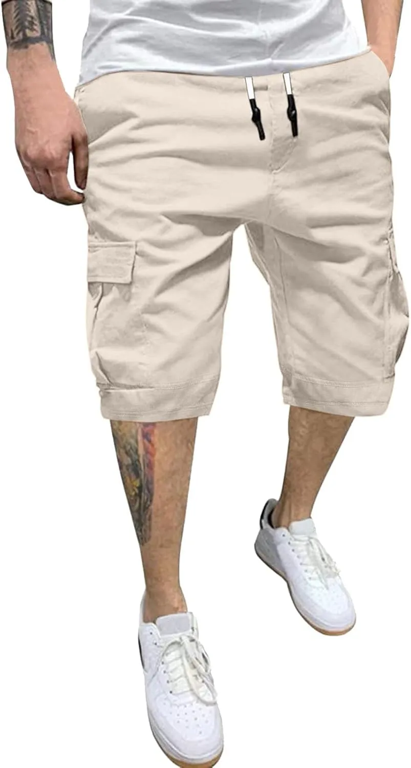 Mens 2024 Cargo Shorts Multi Pockets Combat Track Fashion Outdoor Hiking Bermuda Solid Hipster Street Versatile Casual Pants