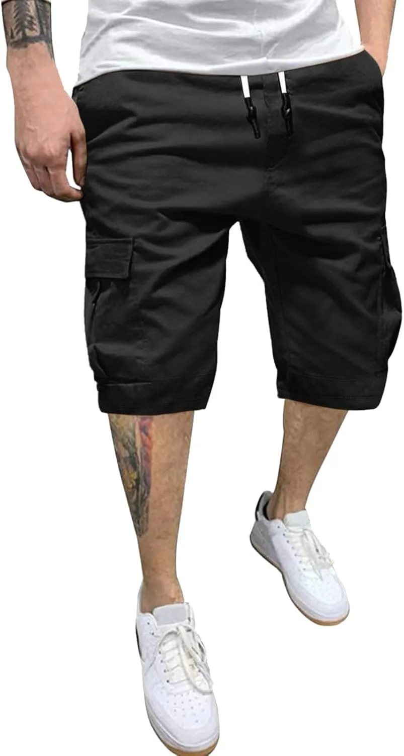 Mens 2024 Cargo Shorts Multi Pockets Combat Track Fashion Outdoor Hiking Bermuda Solid Hipster Street Versatile Casual Pants