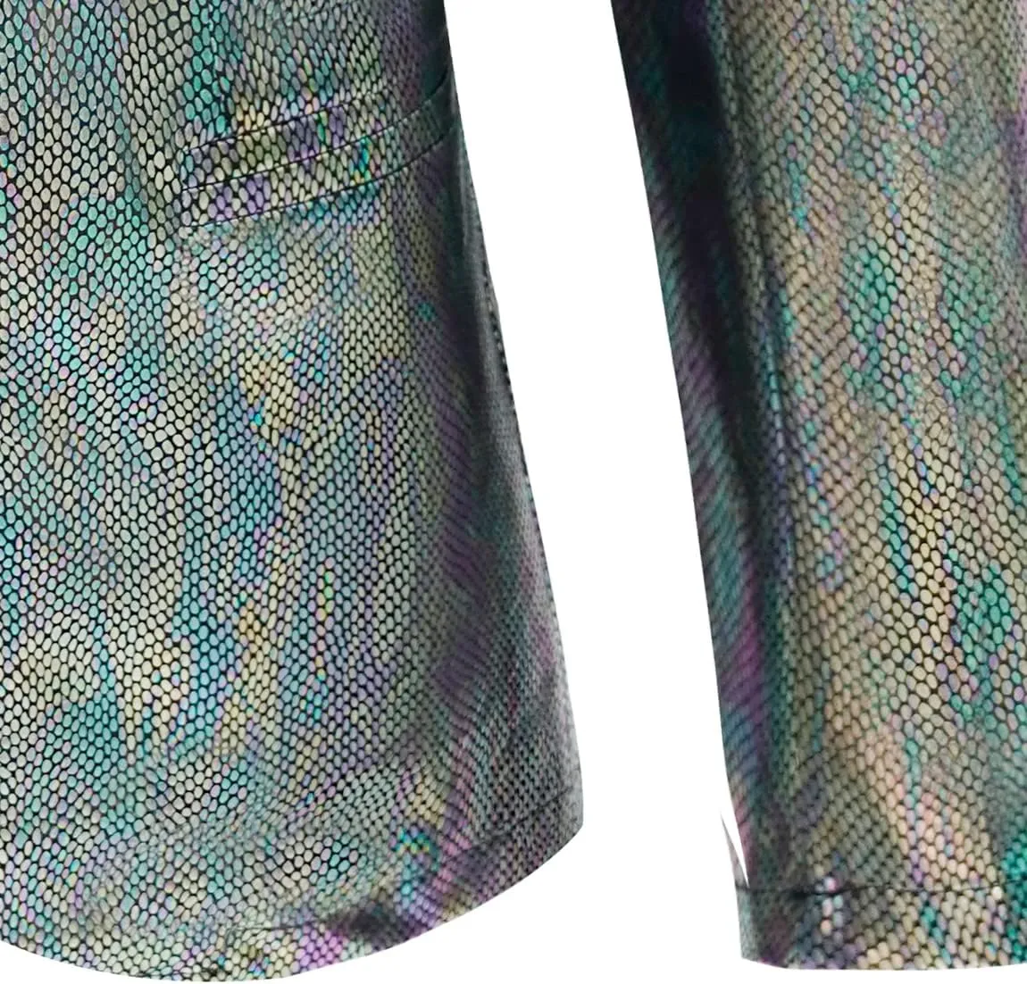 Men's 70s Disco Outfit Sequin Suit Set Metallic Shiny Jacket Slim Fit Pants Party Costume