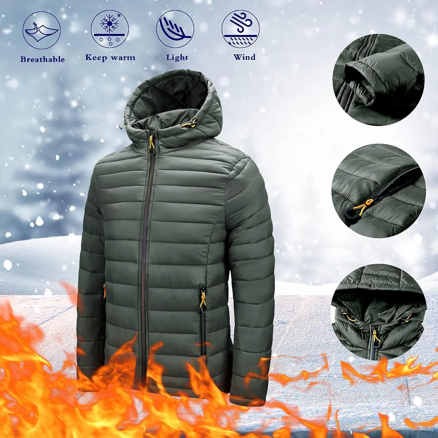 Men's Autumn And Winter Jacket Coats Leisure Plus Size Light Zip Pocket Cotton-padded Warm Soft Hooded Jacket Men Coats