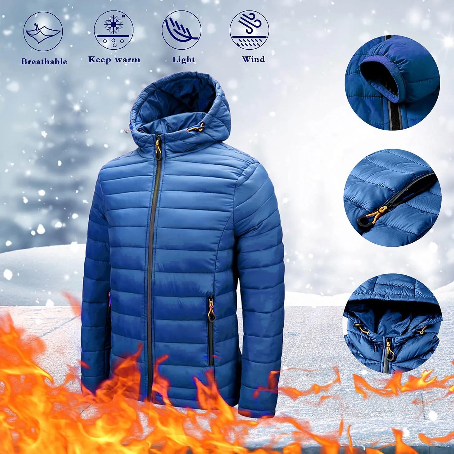 Men's Autumn And Winter Jacket Coats Leisure Plus Size Light Zip Pocket Cotton-padded Warm Soft Hooded Jacket Men Coats
