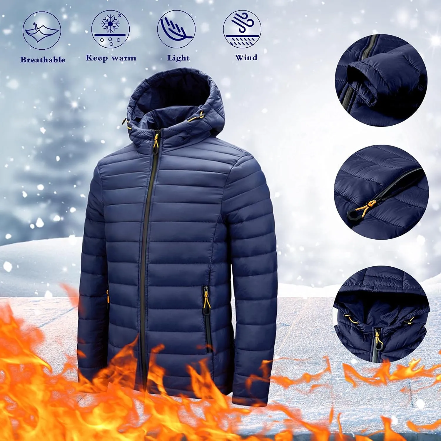 Men's Autumn And Winter Jacket Coats Leisure Plus Size Light Zip Pocket Cotton-padded Warm Soft Hooded Jacket Men Coats