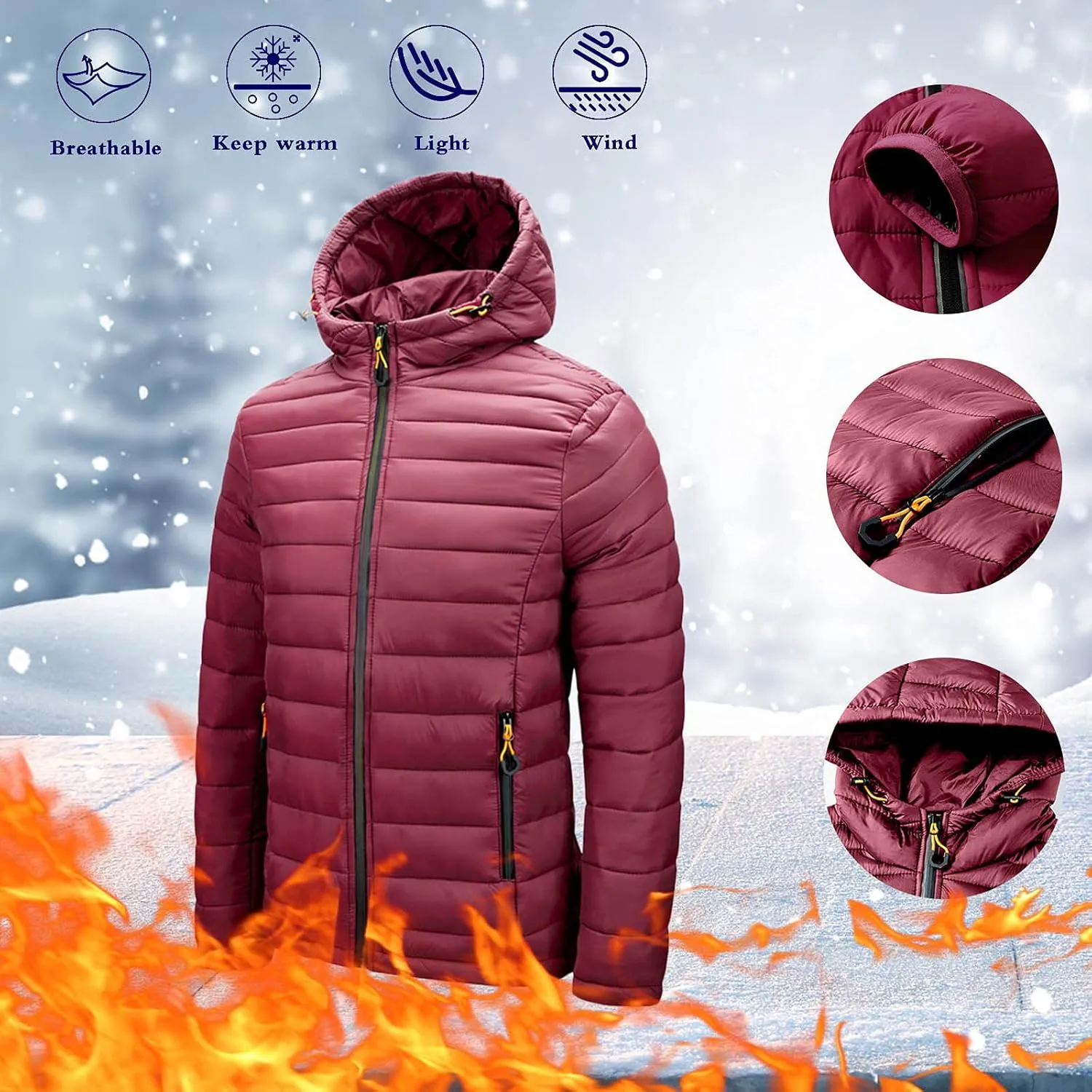 Men's Autumn And Winter Jacket Coats Leisure Plus Size Light Zip Pocket Cotton-padded Warm Soft Hooded Jacket Men Coats