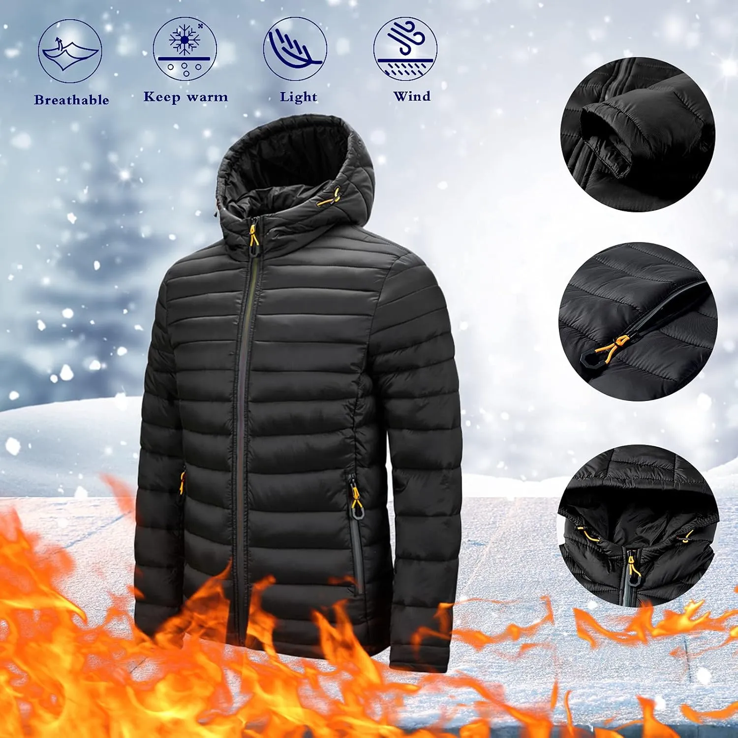 Men's Autumn And Winter Jacket Coats Leisure Plus Size Light Zip Pocket Cotton-padded Warm Soft Hooded Jacket Men Coats