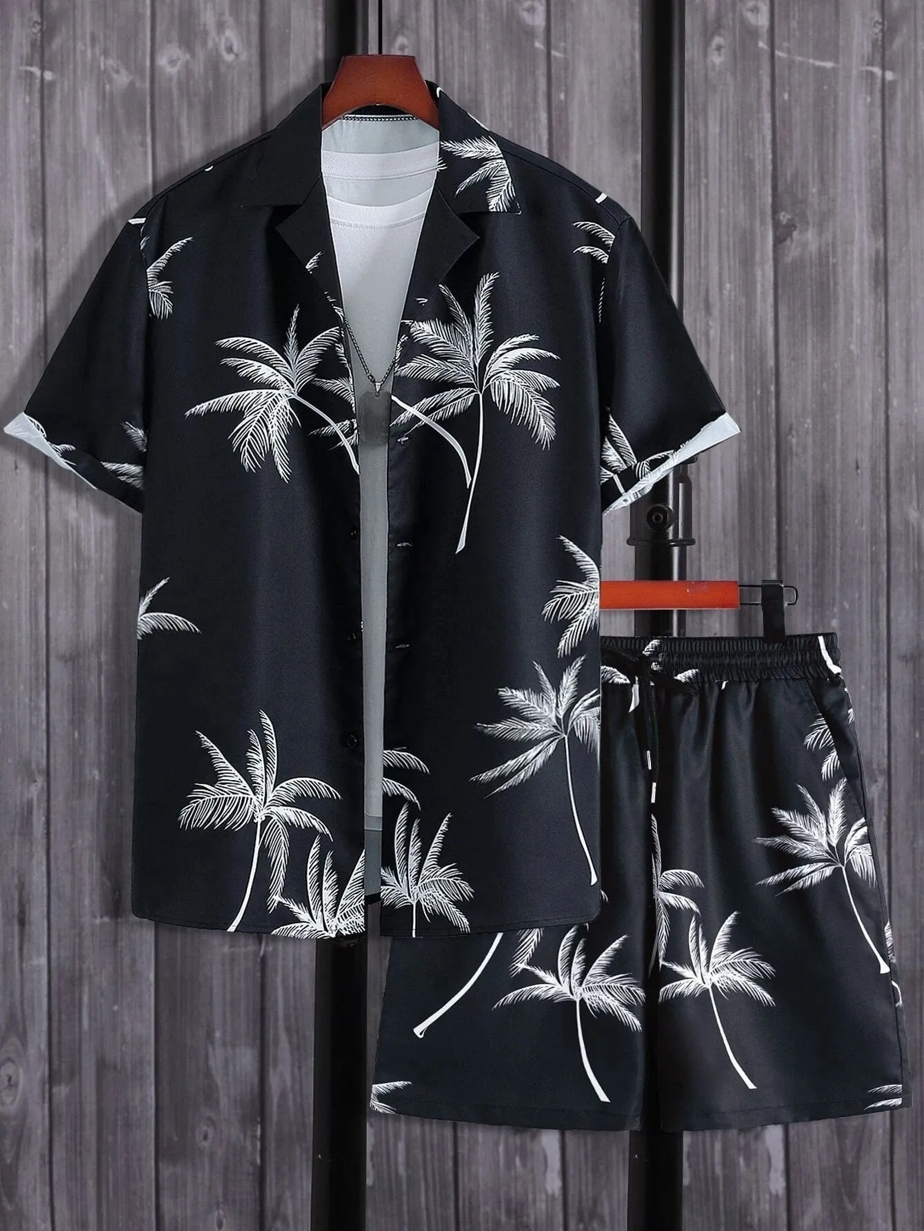 Men's Casual Short-sleeved Suits 3D Digital Printing Shirt Shorts Suit