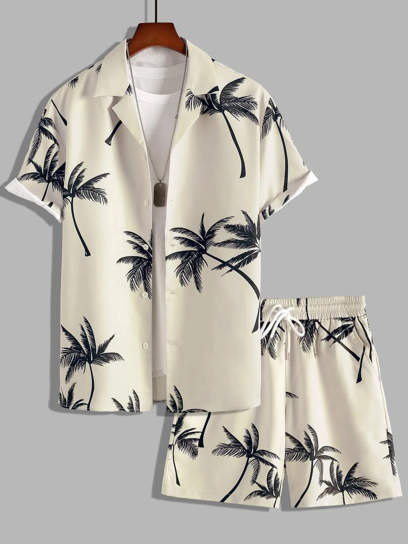 Men's Casual Short-sleeved Suits 3D Digital Printing Shirt Shorts Suit