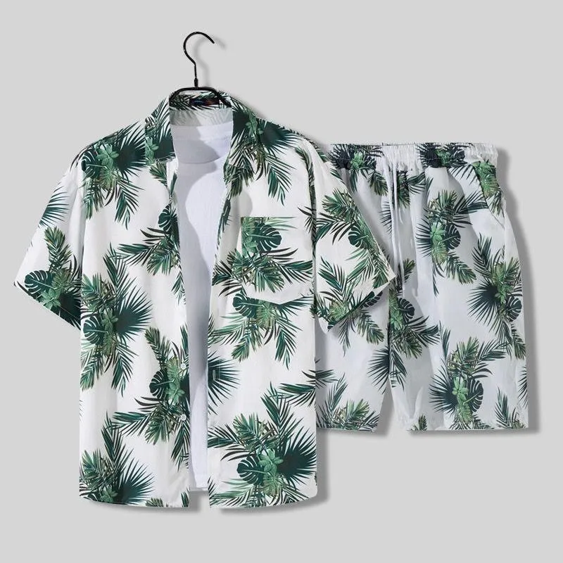 Men's Casual Short-sleeved Suits 3D Digital Printing Shirt Shorts Suit
