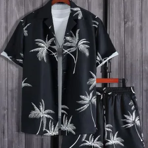 Men's Casual Short-sleeved Suits 3D Digital Printing Shirt Shorts Suit
