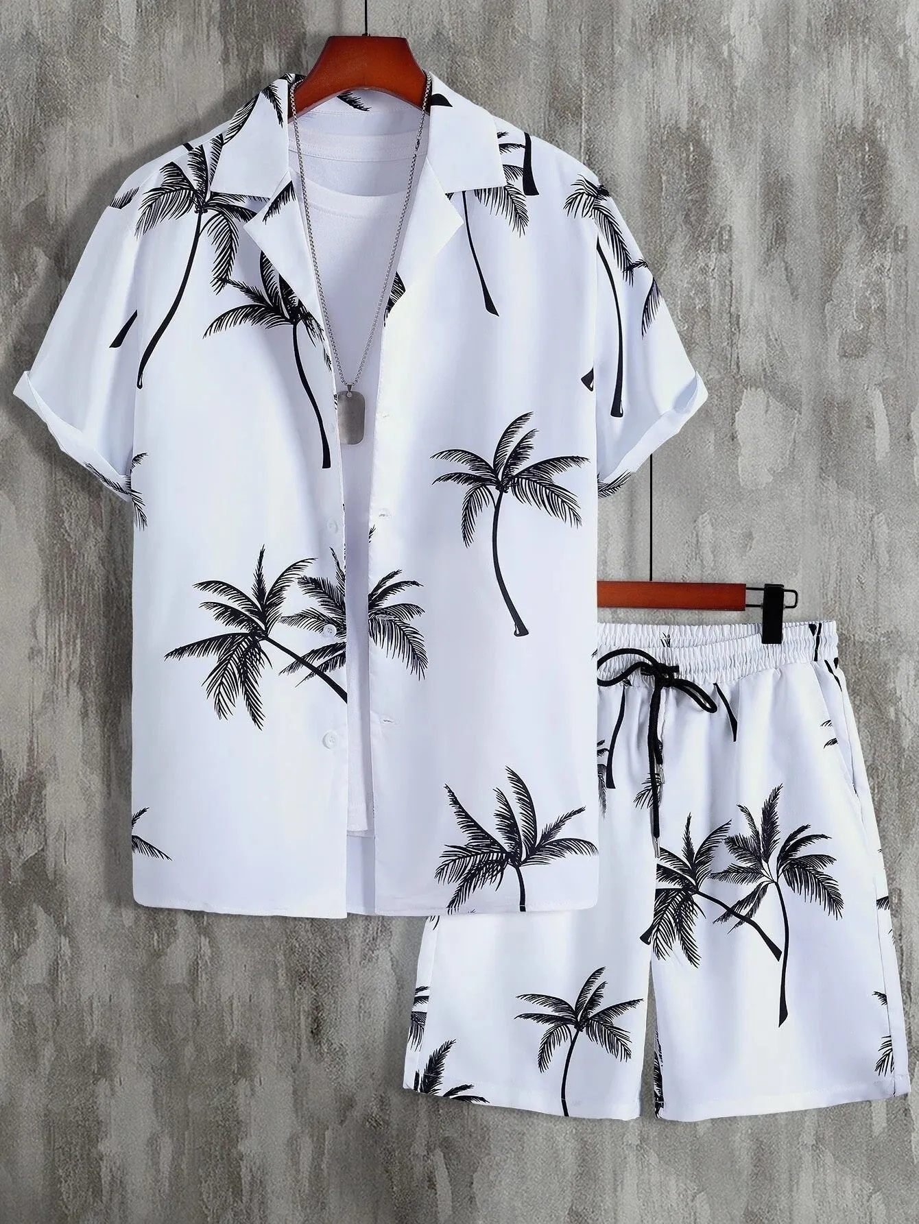 Men's Casual Short-sleeved Suits 3D Digital Printing Shirt Shorts Suit
