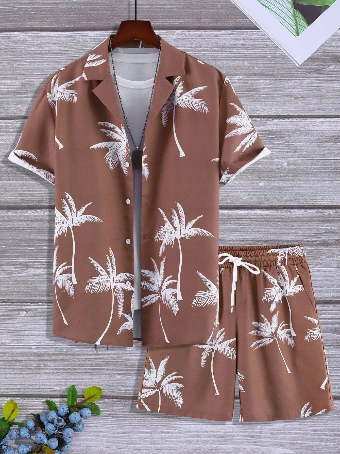 Men's Casual Short-sleeved Suits 3D Digital Printing Shirt Shorts Suit