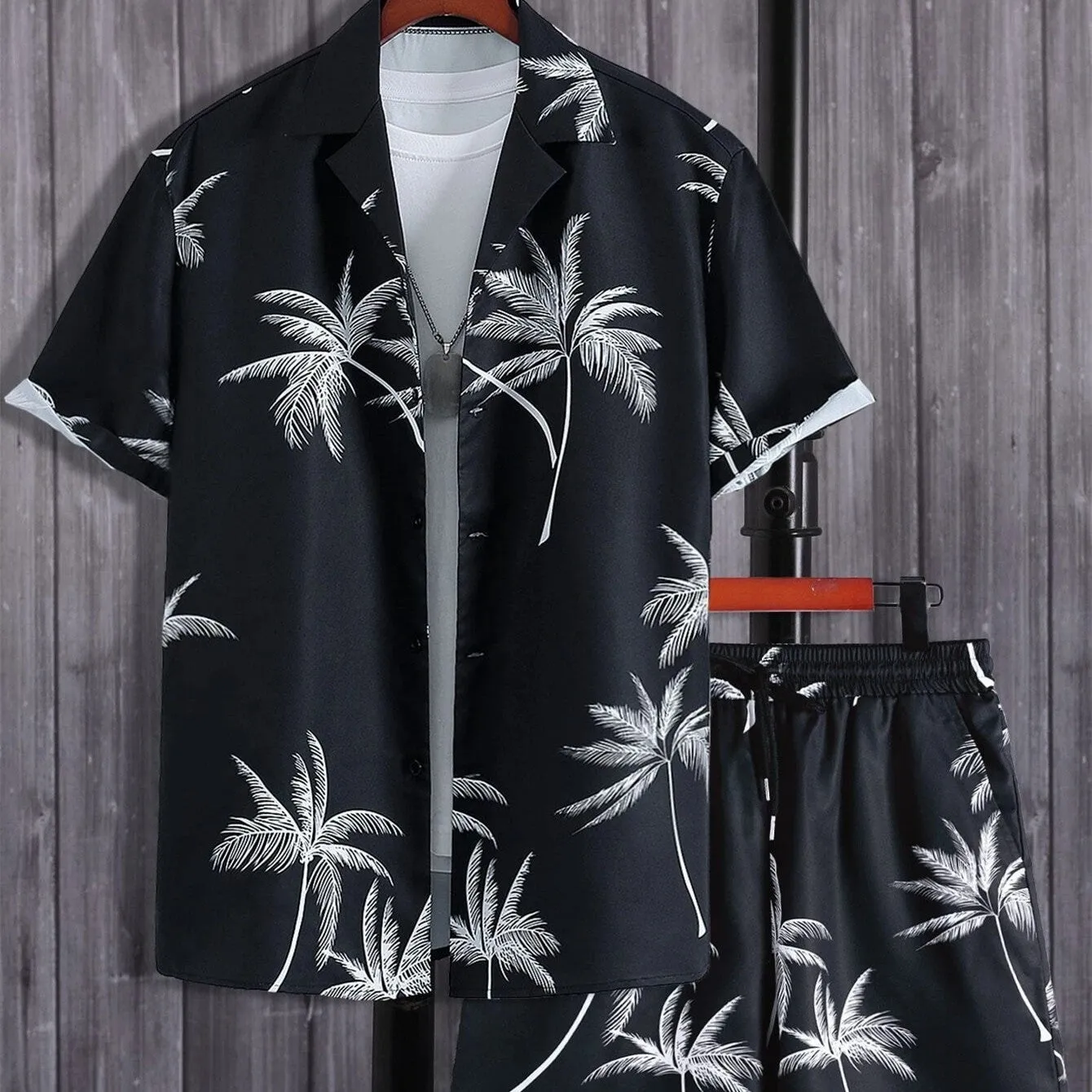 Men's Casual Short-sleeved Suits 3D Digital Printing Shirt Shorts Suit