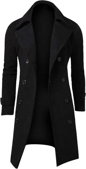 Mens Coat Winter Men Slim Stylish Trench Coat Double Breasted Long Jacket Coat Fashion Jackets