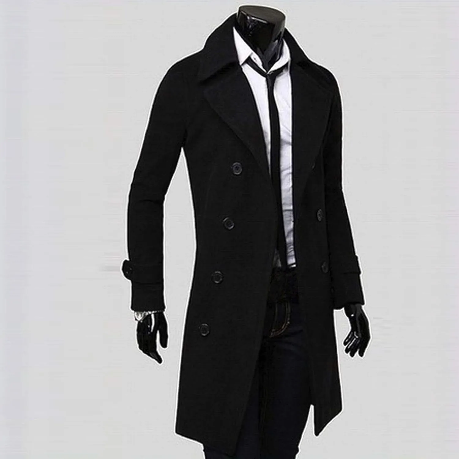 Mens Coat Winter Men Slim Stylish Trench Coat Double Breasted Long Jacket Coat Fashion Jackets