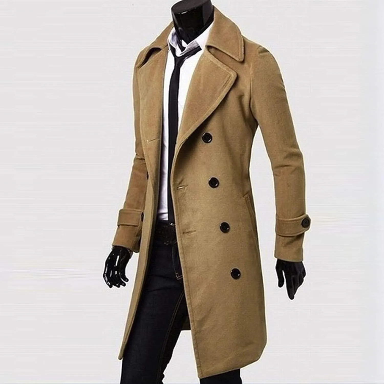 Mens Coat Winter Men Slim Stylish Trench Coat Double Breasted Long Jacket Coat Fashion Jackets