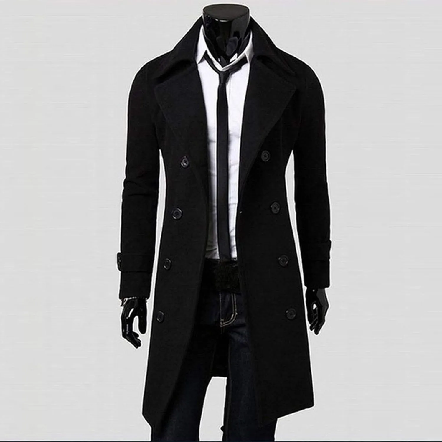Mens Coat Winter Men Slim Stylish Trench Coat Double Breasted Long Jacket Coat Fashion Jackets