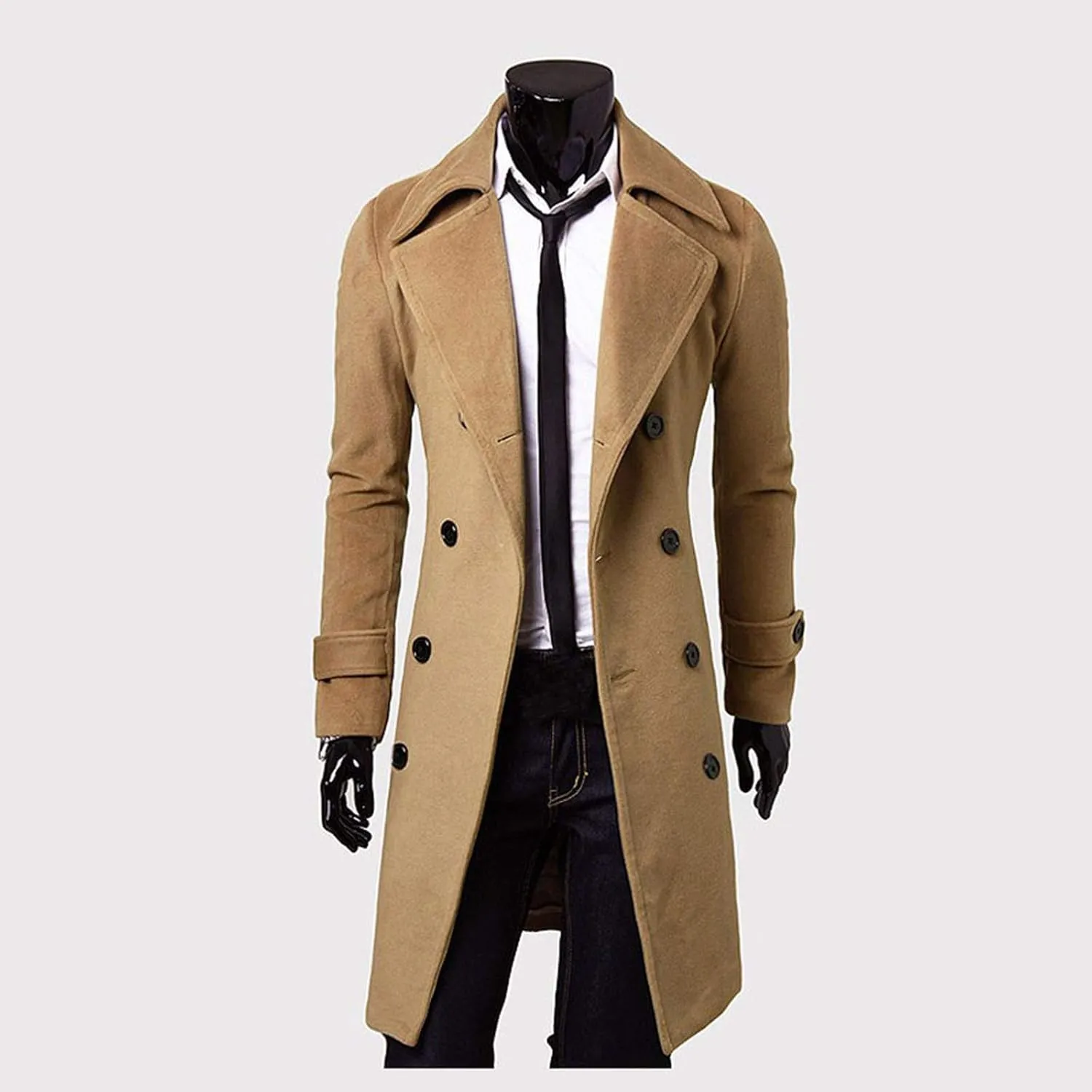 Mens Coat Winter Men Slim Stylish Trench Coat Double Breasted Long Jacket Coat Fashion Jackets