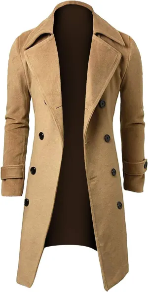 Mens Coat Winter Men Slim Stylish Trench Coat Double Breasted Long Jacket Coat Fashion Jackets