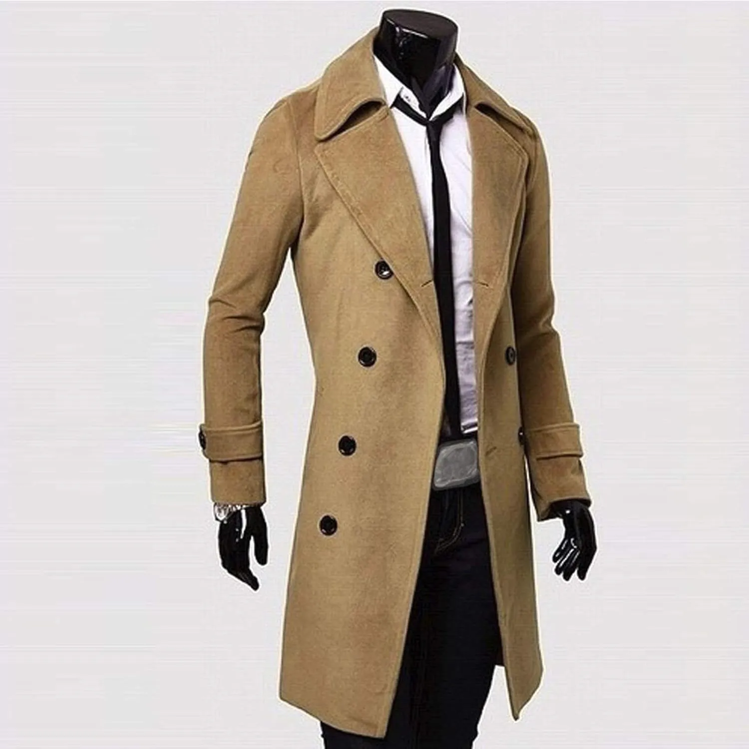 Mens Coat Winter Men Slim Stylish Trench Coat Double Breasted Long Jacket Coat Fashion Jackets