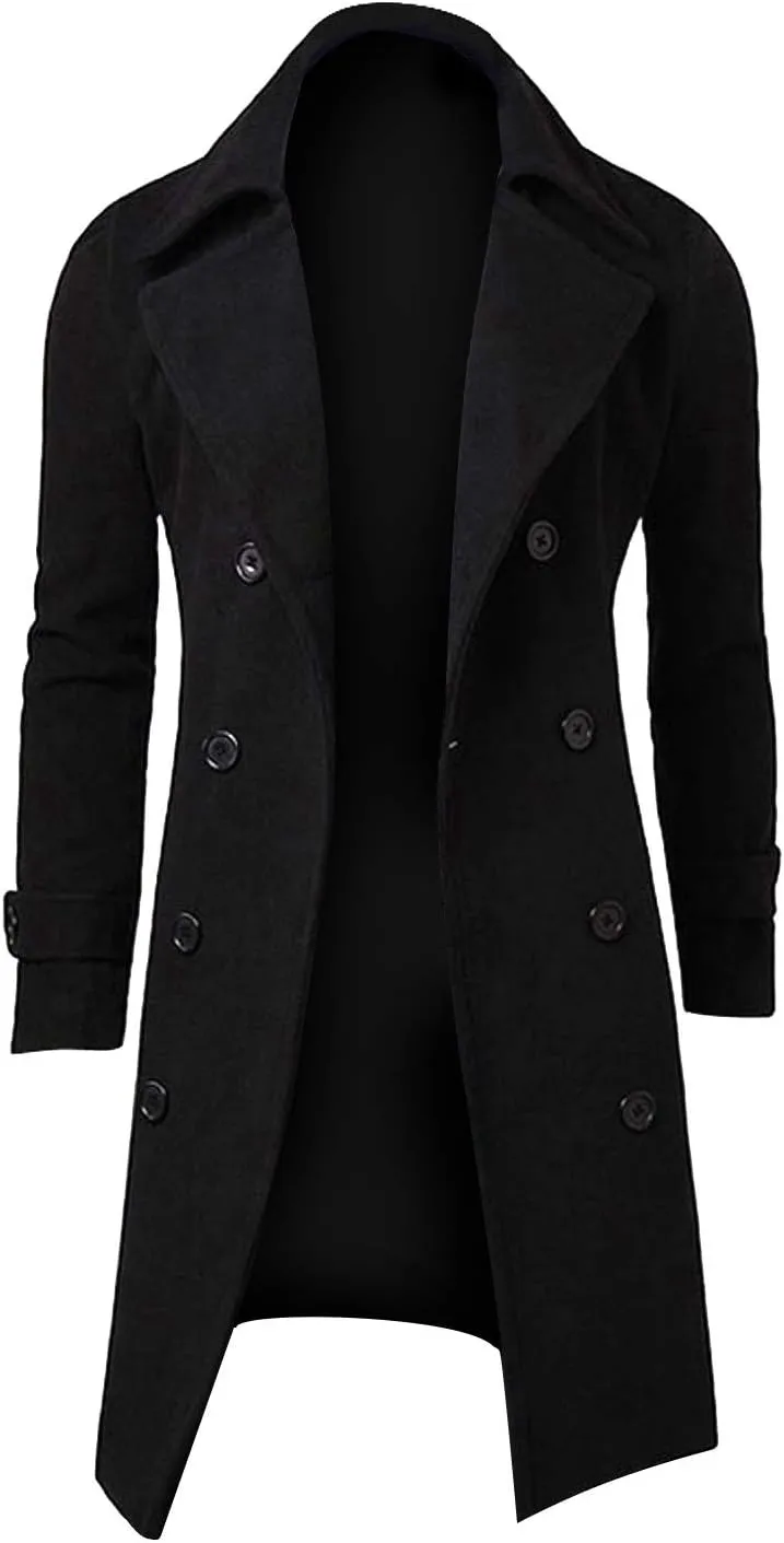 Mens Coat Winter Men Slim Stylish Trench Coat Double Breasted Long Jacket Coat Fashion Jackets